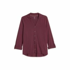 M&Co Red 3/4 Sleeve Plain Shirt -M&Co shop unnamed file 2006