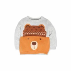 M&Co Grey Newborn Boy Bear Face Jumper