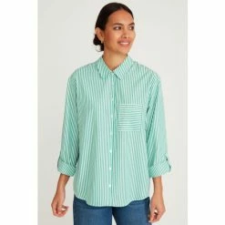 M&Co Green Poplin Stripe Shirt