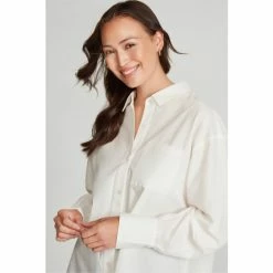 M&Co White Longline Poplin Shirt -M&Co shop unnamed file 2047