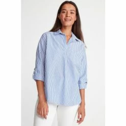 M&Co Petite Stripe Poplin Shirt