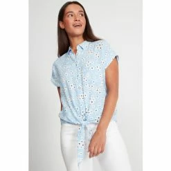 M&Co Petite Ditsy Tie Front Shirt