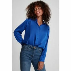 M&Co Blue Satin Shirt