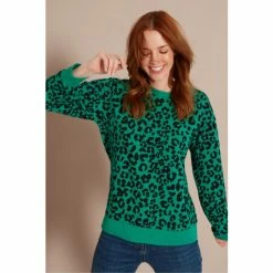 M&Co Green Leopard Crew Neck Sweatshirt