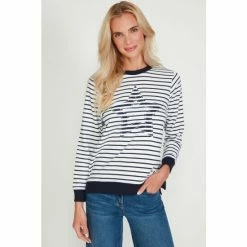M&Co Blue Stripe Applique Sweat Top