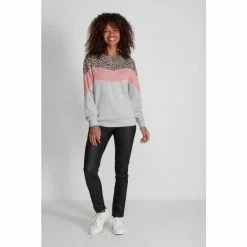 M&Co Grey Leopard Colourblock Sweatshirt -M&Co shop unnamed file 2172