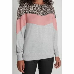 M&Co Grey Leopard Colourblock Sweatshirt -M&Co shop unnamed file 2173