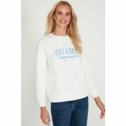M&Co Miami Seam Cream Crew Sweat Top