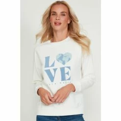 M&Co Cream Love World Crew Sweater