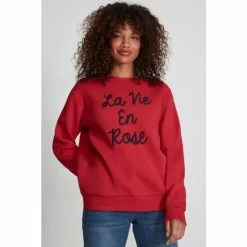 M&Co Red La Vie Embroidered Crew Sweatshirt