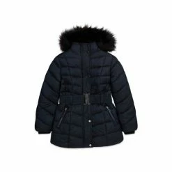 M&Co Blue Belted Padded Coat