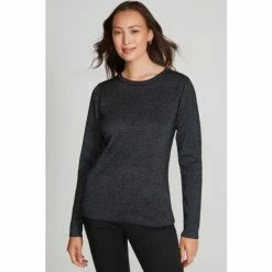 M&Co Sparkle Puff Sleeve Black Jumper