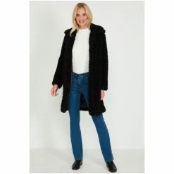 M&Co Black Midi Borg Coat