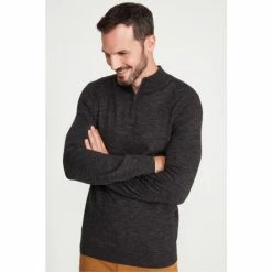 M&Co Grey Half Zip Knit Jumper