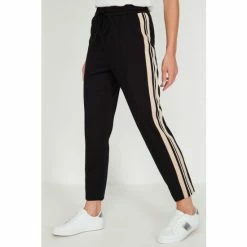 M&Co Tapered Sidestripe Black Joggers