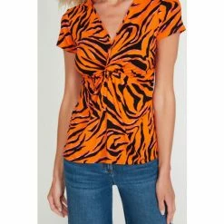 M&Co Orange Shadow Zebra Twist T-Shirt -M&Co shop unnamed file 2561