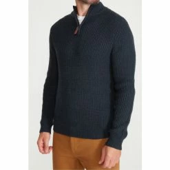 M&Co Blue Waffle Half Zip Jumper -M&Co shop unnamed file 257