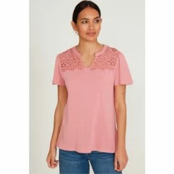 M&Co Pink Crochet Jersey Top