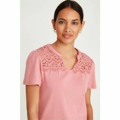 M&Co Pink Crochet Jersey Top -M&Co shop unnamed file 2577