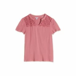 M&Co Pink Crochet Jersey Top -M&Co shop unnamed file 2578