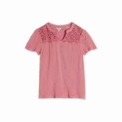 M&Co Pink Crochet Jersey Top -M&Co shop unnamed file 2579