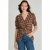 M&Co Brown Spot Twist Front Shell Top -M&Co shop unnamed file 2580