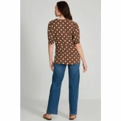 M&Co Brown Spot Twist Front Shell Top -M&Co shop unnamed file 2582
