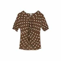 M&Co Brown Spot Twist Front Shell Top -M&Co shop unnamed file 2584