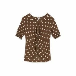 M&Co Brown Spot Twist Front Shell Top -M&Co shop unnamed file 2585