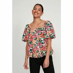 M&Co Black Bright Floral Top
