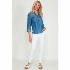 M&Co Blue Denim Embroidery Blouse -M&Co shop unnamed file 2617