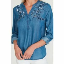 M&Co Blue Denim Embroidery Blouse -M&Co shop unnamed file 2618