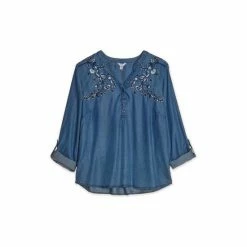 M&Co Blue Denim Embroidery Blouse -M&Co shop unnamed file 2620