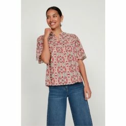 M&Co Pink Tile Print Dobby Top -M&Co shop unnamed file 2642