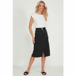 M&Co Black Denim Belted Skirt -M&Co shop unnamed file 2653
