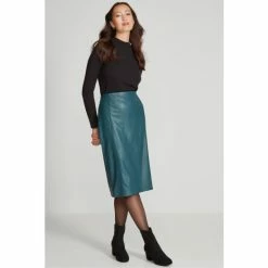M&Co Green PU Pencil Skirt -M&Co shop unnamed file 2675