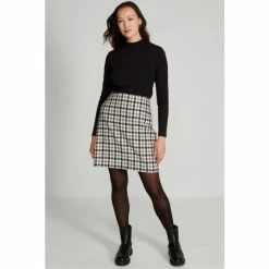 M&Co Bouclé Black Check Skirt