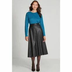 M&Co Black PU Midi Skirt