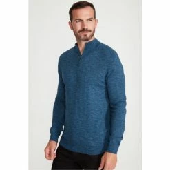 M&Co Blue Half Zip Knit Jumper