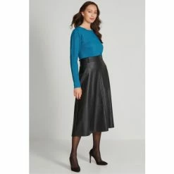 M&Co Black PU Midi Skirt -M&Co shop unnamed file 2700