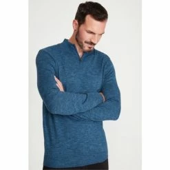 M&Co Blue Half Zip Knit Jumper -M&Co shop unnamed file 272