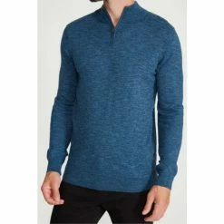 M&Co Blue Half Zip Knit Jumper -M&Co shop unnamed file 273