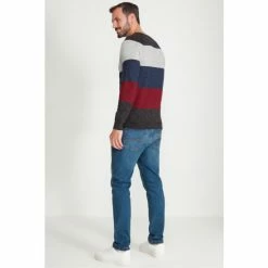 M&Co Grey Colourblock Stripe Crew Neck Knit Jumper -M&Co shop unnamed file 283