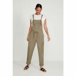 M&Co Green Tie Waist Tencel Dungarees