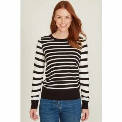 M&Co Contrast Sleeve Stripe Black Jumper -M&Co shop unnamed file 296
