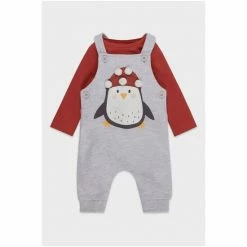M&Co Grey Christmas Penguin Dungarees -M&Co shop unnamed file 2977