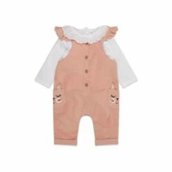 M&Co Pink Cord Bunny Pocket Dungarees