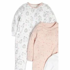 M&Co Pink Bunny Sleepsuits - 3 Pack -M&Co shop unnamed file 3022