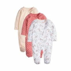 M&Co Pink Leopard Sleepsuits Three Pack