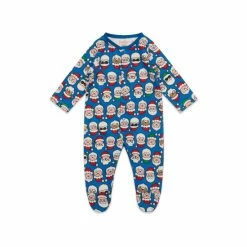 M&Co Blue Santa Face Sleepsuit